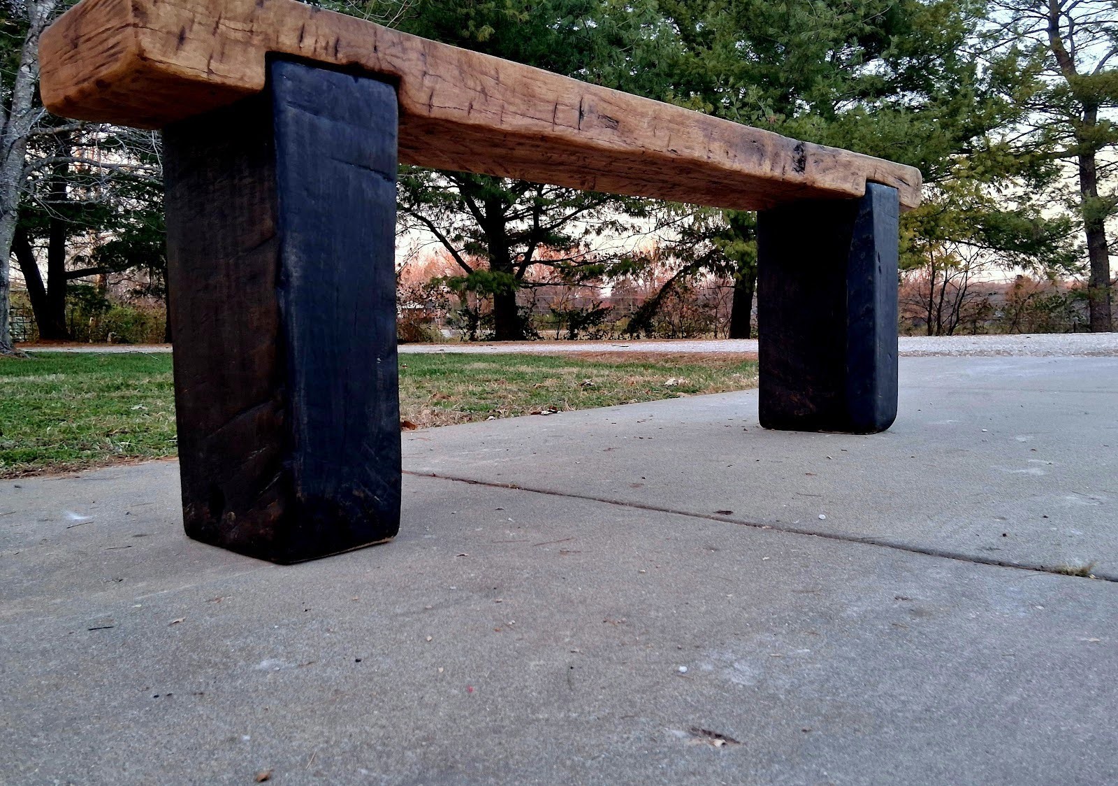 Handcrafted wooden console table with wood grain